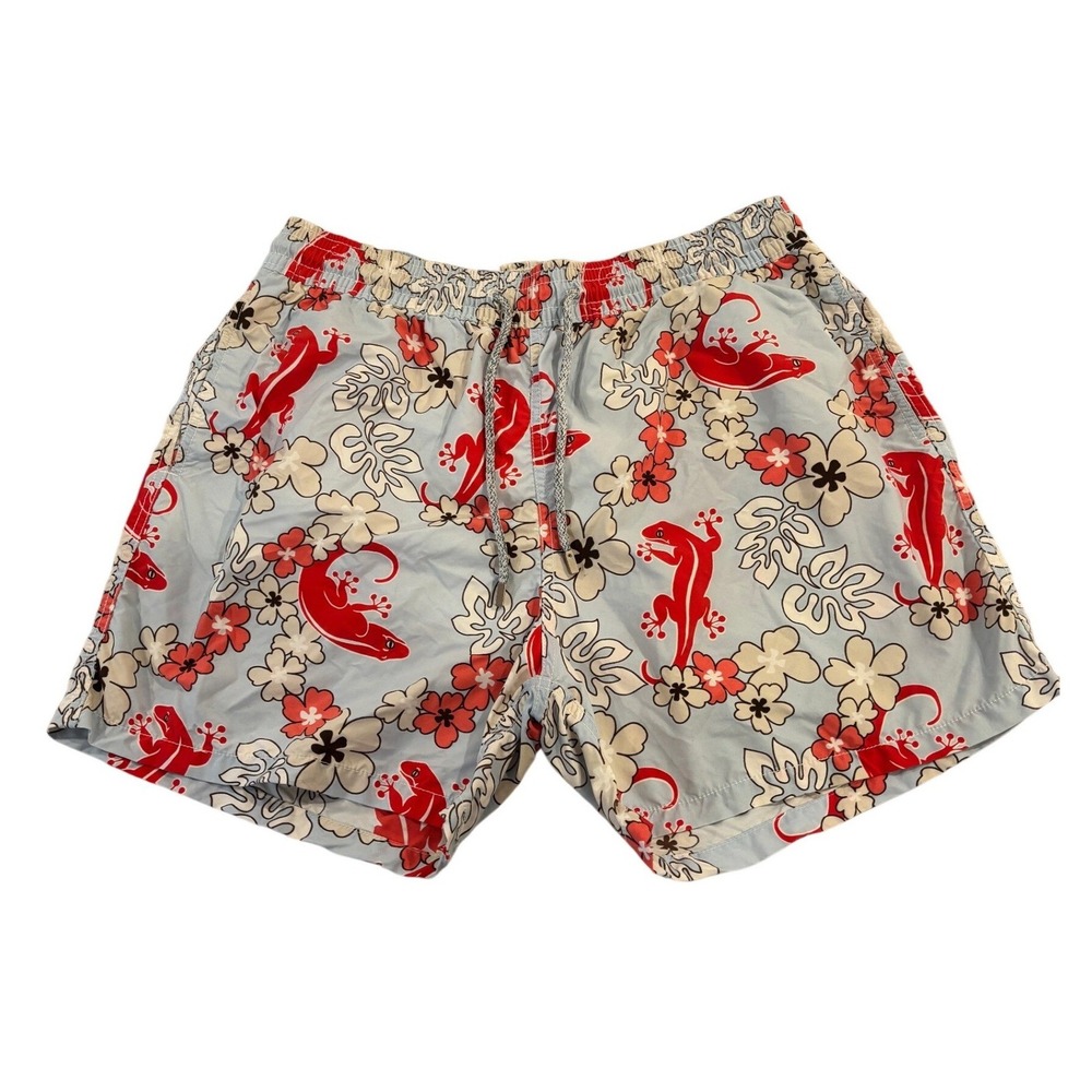 Vilebrequin Moorea XXL Swim Trunks Gekko Floral Red Blue Luxury Resort